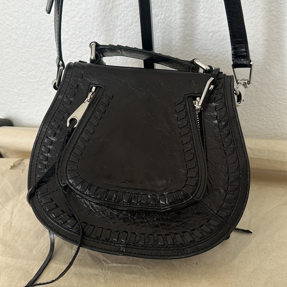 Rebecca Minkoff Small Vanity Saddle Bag Black with silver hardware